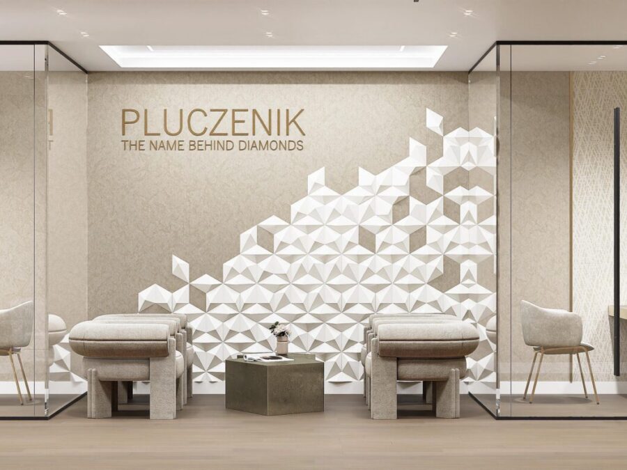 Modern showroom with elegant, minimalist design.